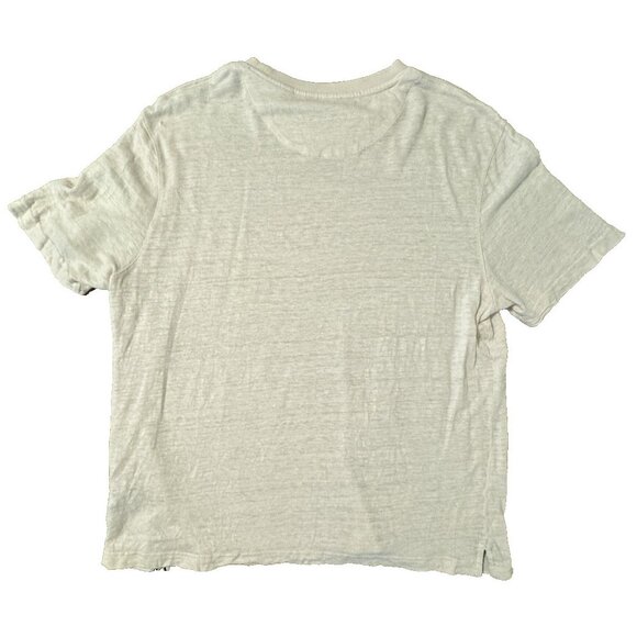 Ted Baker London Flinlo Crew Neck Linen T-shirt Men's Size 5 Ivory Tee XL - Picture 7 of 8